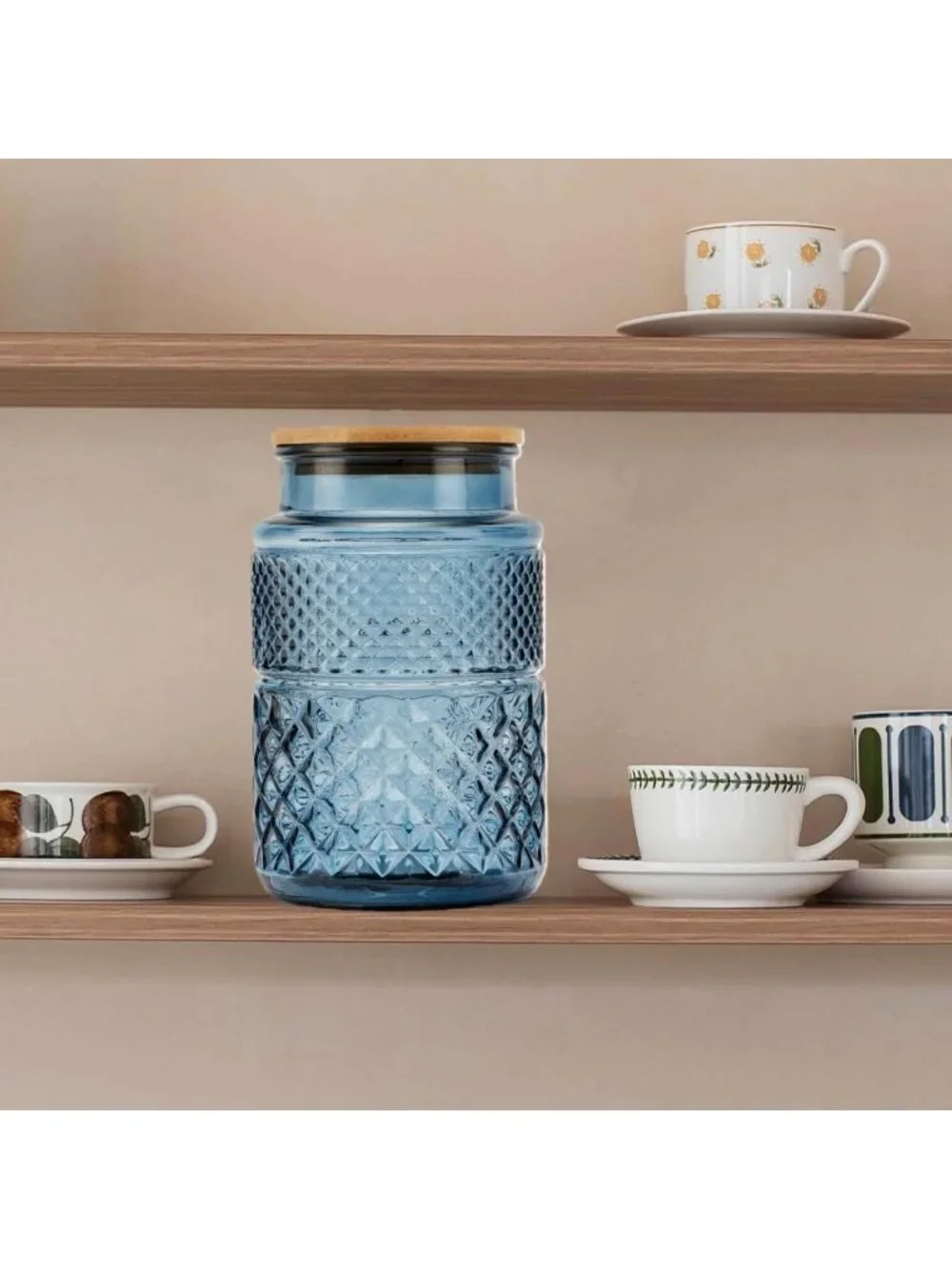 Set of 2 Large Airtight Glass Storage Jars with Bamboo Lids - Perfect for